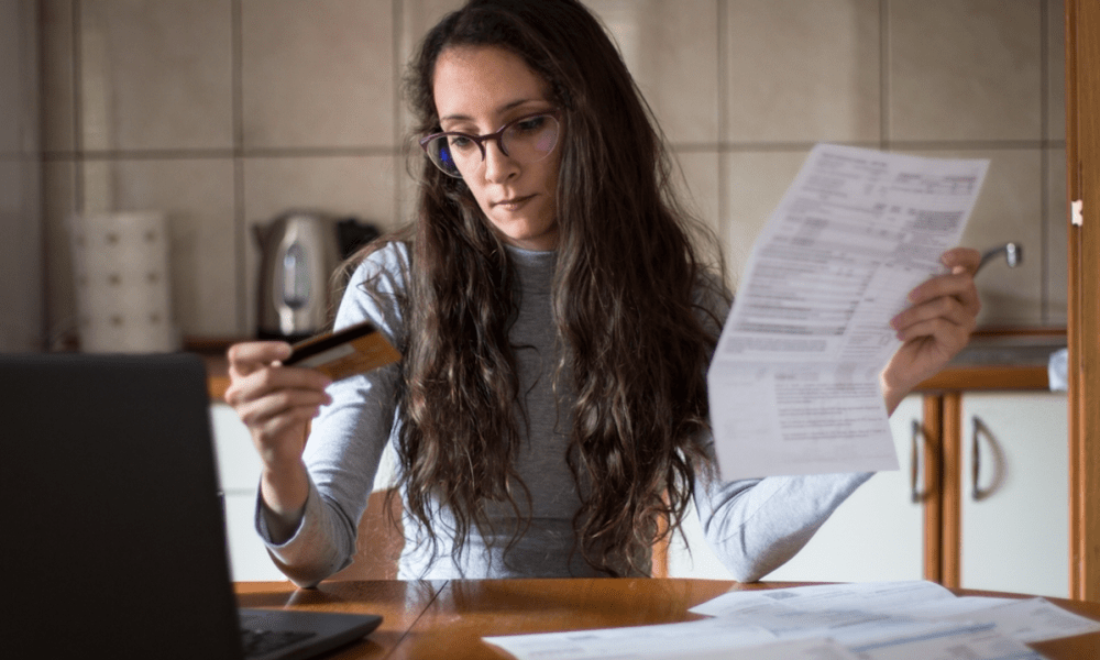 woman paying bills